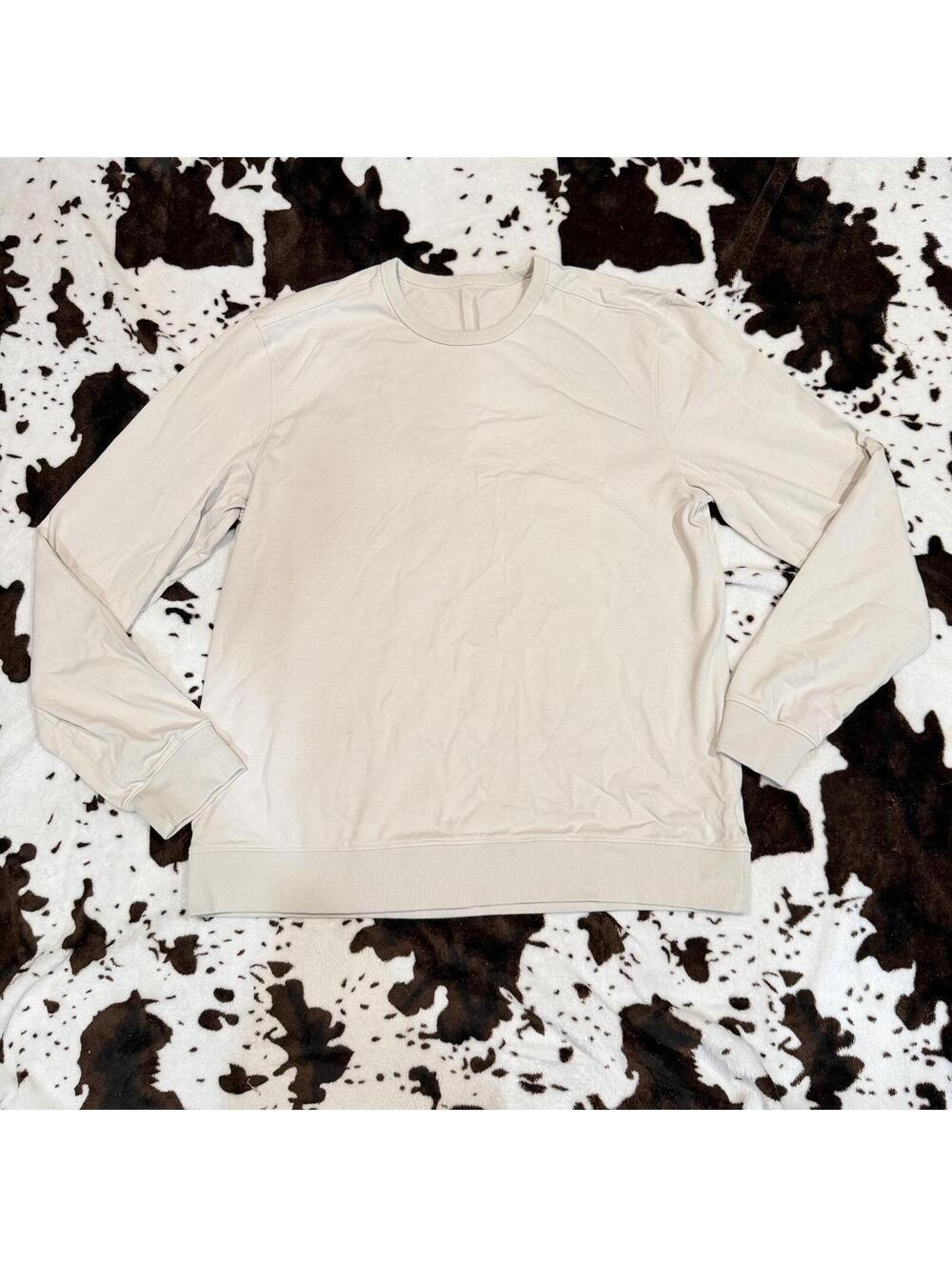 Vuori Ponto Crewneck Sweatshirt XXL Beige 100% Cotton Athleisure